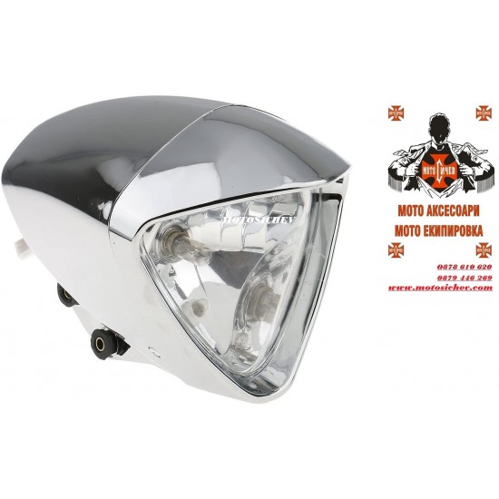 ХРОМИРАН МОТОЦИКЛЕТЕН ФАР ЗА CHOPPER,BOBBER,CUSTOM,Cafe Racer